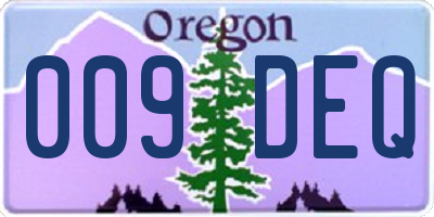 OR license plate 009DEQ