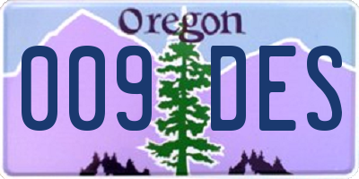 OR license plate 009DES