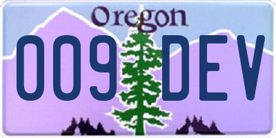 OR license plate 009DEV