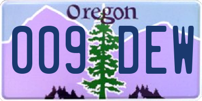 OR license plate 009DEW