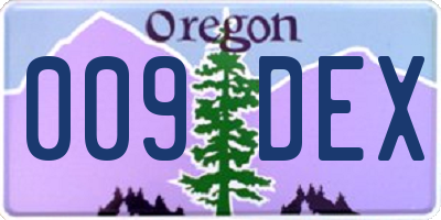 OR license plate 009DEX