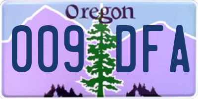 OR license plate 009DFA