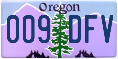 OR license plate 009DFV