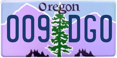 OR license plate 009DGO
