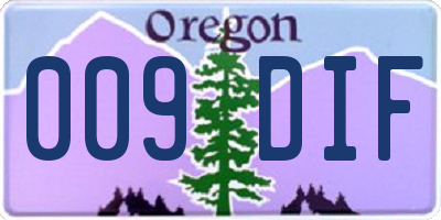 OR license plate 009DIF