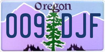 OR license plate 009DJF