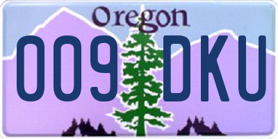 OR license plate 009DKU