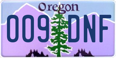 OR license plate 009DNF