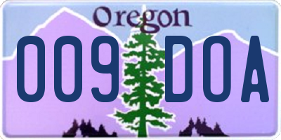 OR license plate 009DOA
