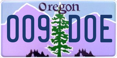 OR license plate 009DOE