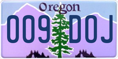 OR license plate 009DOJ