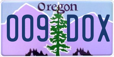 OR license plate 009DOX