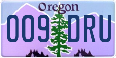 OR license plate 009DRU