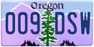 OR license plate 009DSW