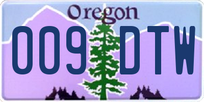 OR license plate 009DTW