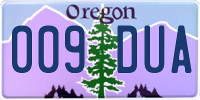 OR license plate 009DUA
