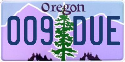 OR license plate 009DUE