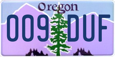 OR license plate 009DUF
