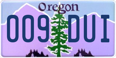 OR license plate 009DUI