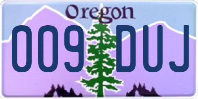 OR license plate 009DUJ