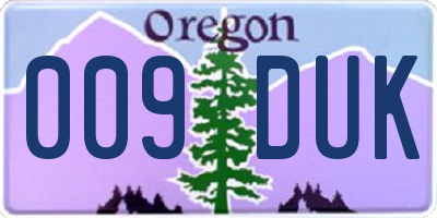 OR license plate 009DUK