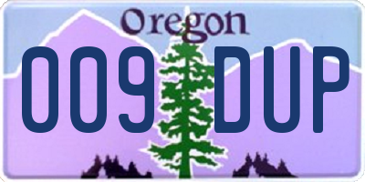 OR license plate 009DUP