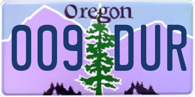 OR license plate 009DUR