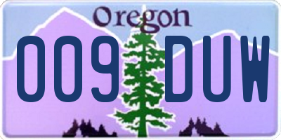 OR license plate 009DUW