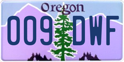 OR license plate 009DWF