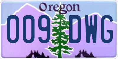 OR license plate 009DWG