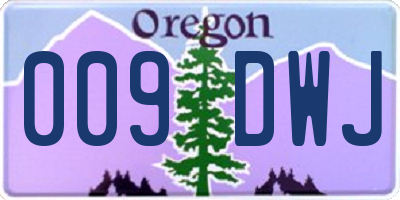 OR license plate 009DWJ