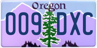 OR license plate 009DXC
