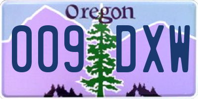 OR license plate 009DXW
