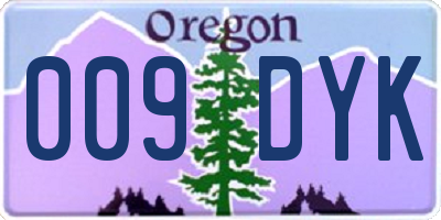 OR license plate 009DYK