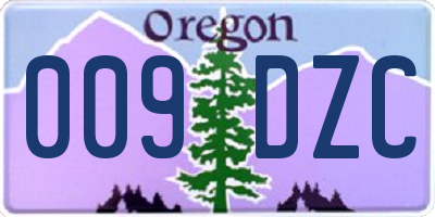 OR license plate 009DZC