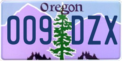 OR license plate 009DZX