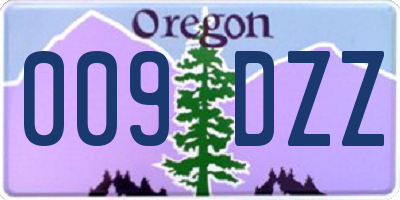 OR license plate 009DZZ