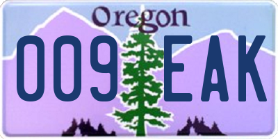 OR license plate 009EAK
