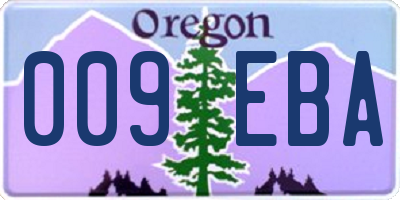 OR license plate 009EBA