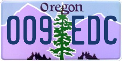 OR license plate 009EDC