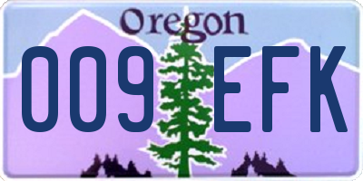 OR license plate 009EFK