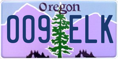 OR license plate 009ELK