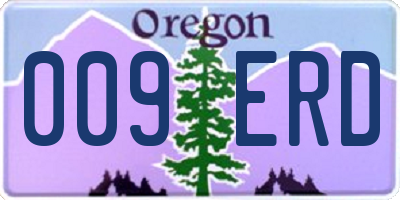 OR license plate 009ERD