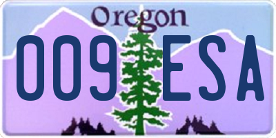 OR license plate 009ESA