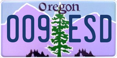 OR license plate 009ESD