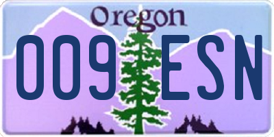 OR license plate 009ESN