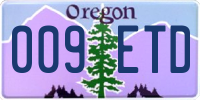 OR license plate 009ETD