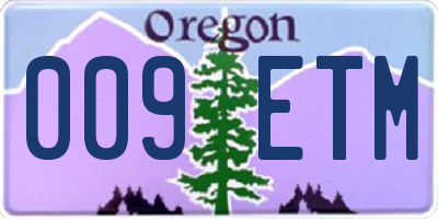 OR license plate 009ETM