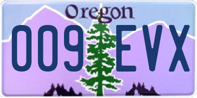 OR license plate 009EVX