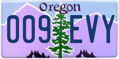 OR license plate 009EVY
